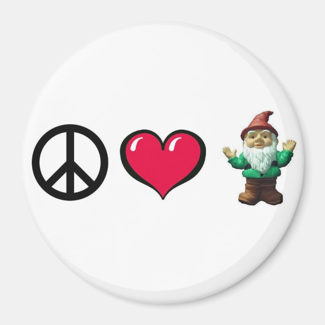 Peace Heart Gnome Kühlschrankmagnet Magnet (Vorne)