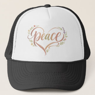 Peace Heart Hand Lettered Boho Truckerkappe