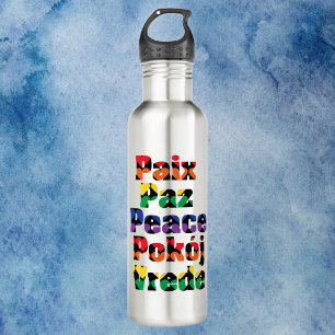 Peace Hearts Rainbow Pattern Edelstahlflasche
