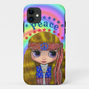 Peace Hippie Cick Stars & Streifen Niedliche Puppe Case-Mate iPhone Hülle