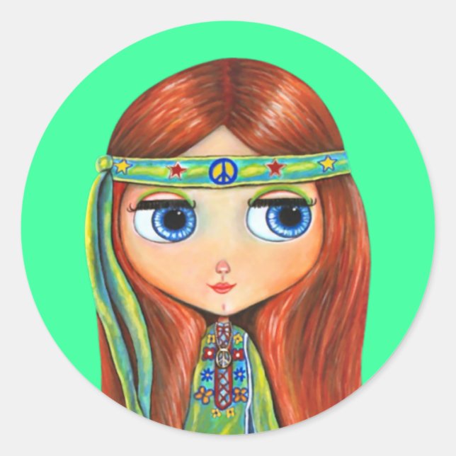 Peace Hippie Doll Sticker (Vorderseite)