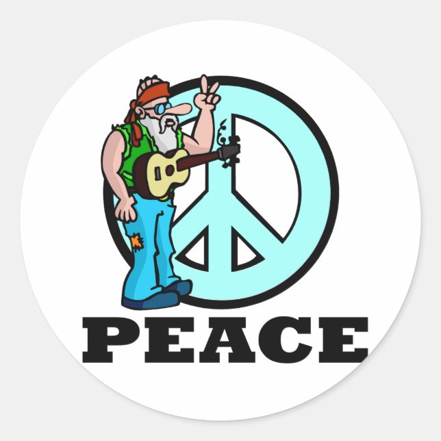 Peace Hippie Runder Aufkleber (Vorderseite)