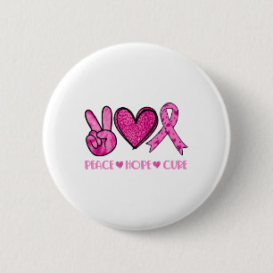 Peace Hope Cure Brustkrebs Awareness Family Sup Button