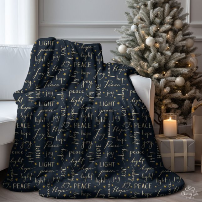 Peace Hope Joy Light Velvet Black Sherpa Blanket Sherpadecke (Von Creator hochgeladen)