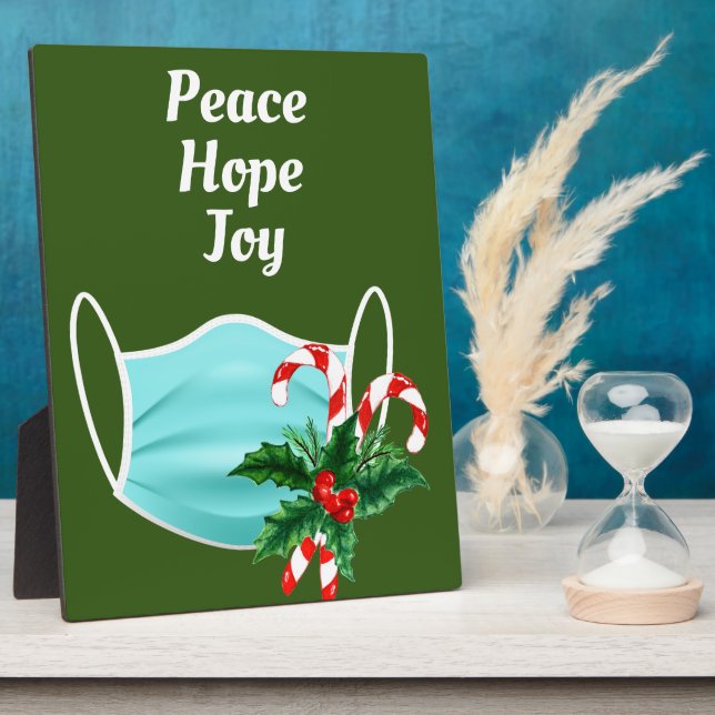 Peace Hope Joy Mask & Candy Canes Fotoplatte (Seite)