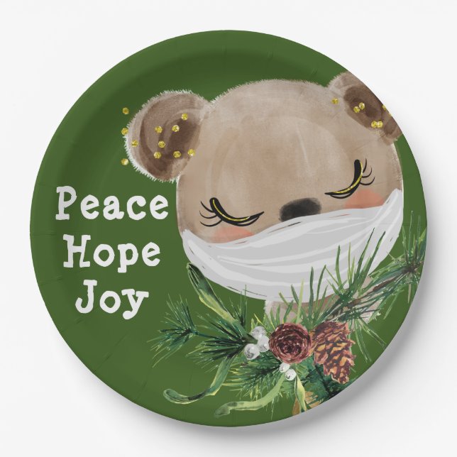 Peace Hope Joy Masked Bar Pappteller (Vorderseite)