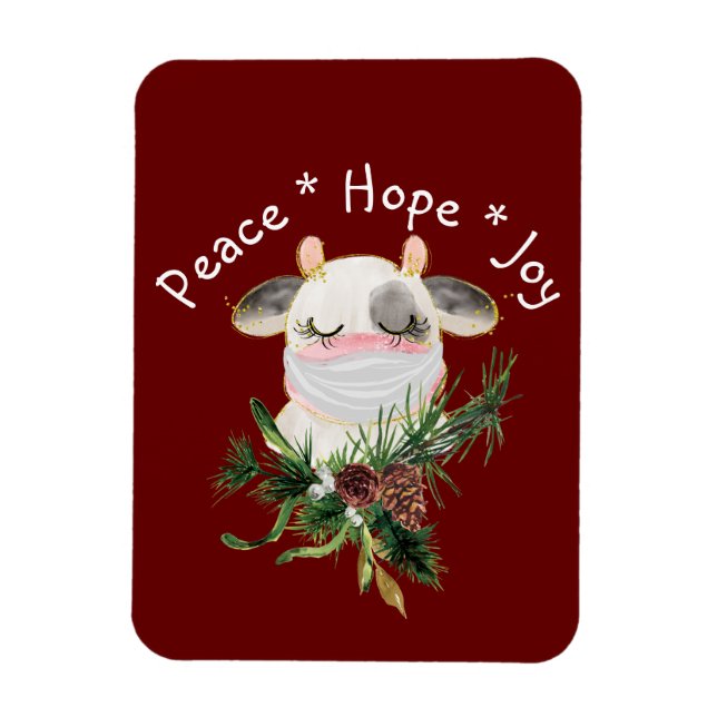 Peace Hope Joy Masked Cow Magnet (Vertikal)