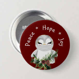 Peace Hope Joy Masked Penguin Button