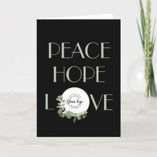 Peace hope Liebe Custom Company Logo in Wreath Feiertagskarte