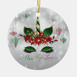 Peace Hope Liebe Festivals Einhorn Gesicht Keramik Ornament