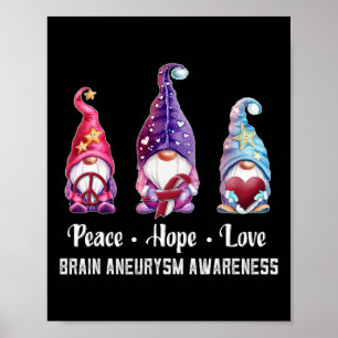 Peace Hope Liebe Gnomes Brain Aneurysm Awareness Poster