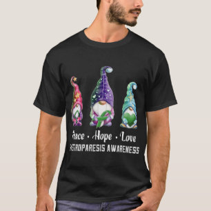 Peace Hope Liebe Gnomes Gastroparesis Awareness T-Shirt