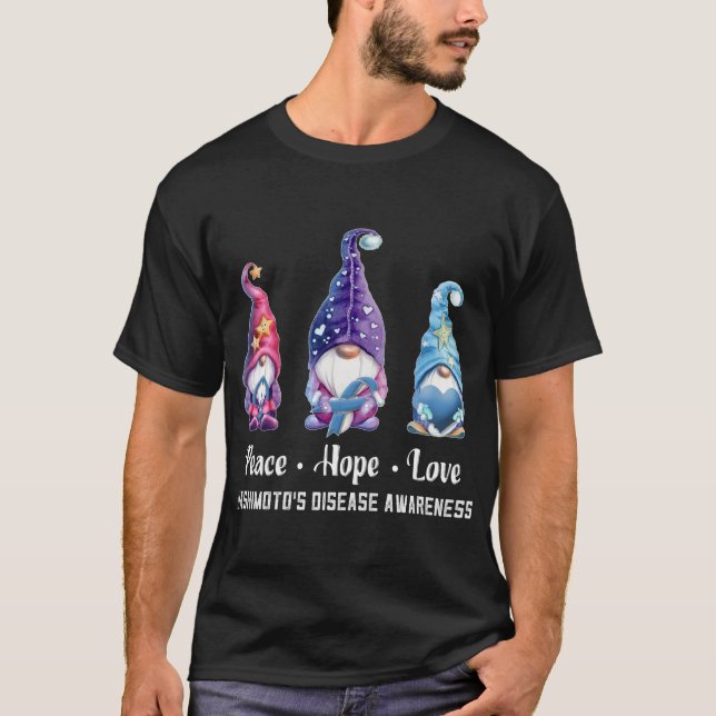 Peace Hope Liebe Gnomes Hashimoto's Disease Awaren T-Shirt (Vorderseite)