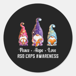 Peace Hope Liebe Gnomes Rsd Crps Bewusstsein Runder Aufkleber