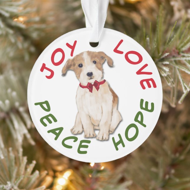 Peace Hope Liebe Jack Russell Terrier Weihnachten Ornament (Baum)