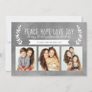 Peace Hope Liebe Joliday Foto Chalkboard Feiertagskarte