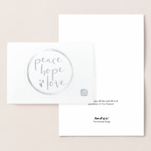 Peace Hope Liebe Moderner Unternehmenstag Folienkarte