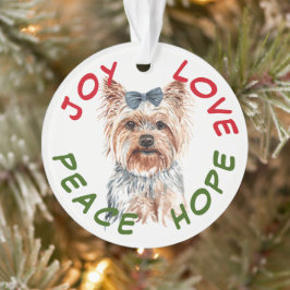 Peace Hope Weihnachtsmannmütze Yorkshire Terrier Ornament