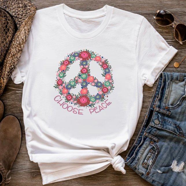 Peace Hübsch Floral Retro Boho Inspirivity T-Shirt (Von Creator hochgeladen)