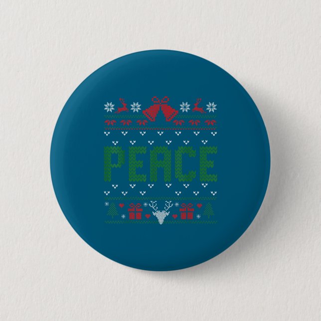 Peace I Come In Peace Couple Matching Ugly Christm Button (Vorderseite)