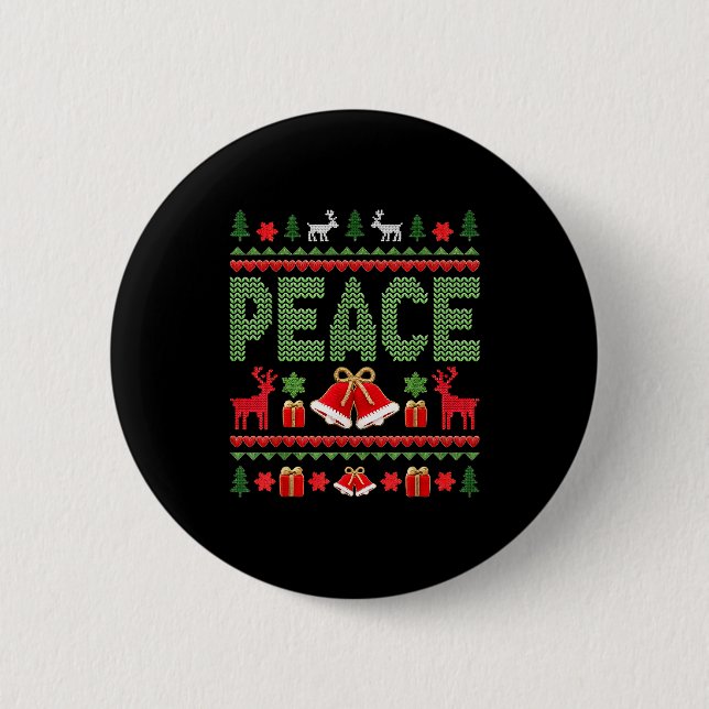 Peace I Come In Peace Couple Matching Ugly Christm Button (Vorderseite)
