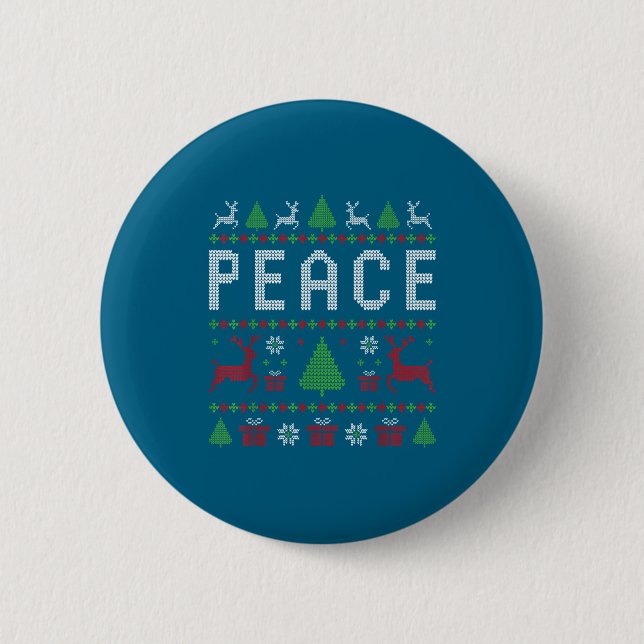 Peace I Come In Peace Couple Matching Ugly Christm Button (Vorderseite)