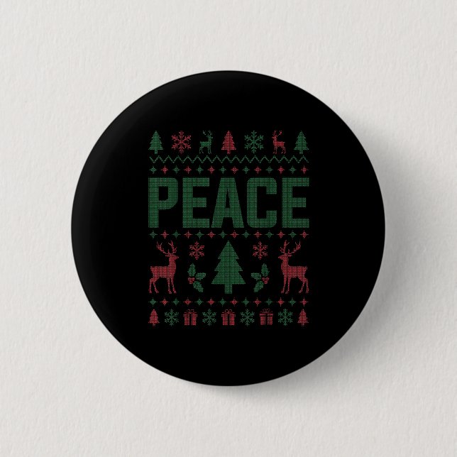 Peace I Come In Peace Couple Matching Ugly Christm Button (Vorderseite)