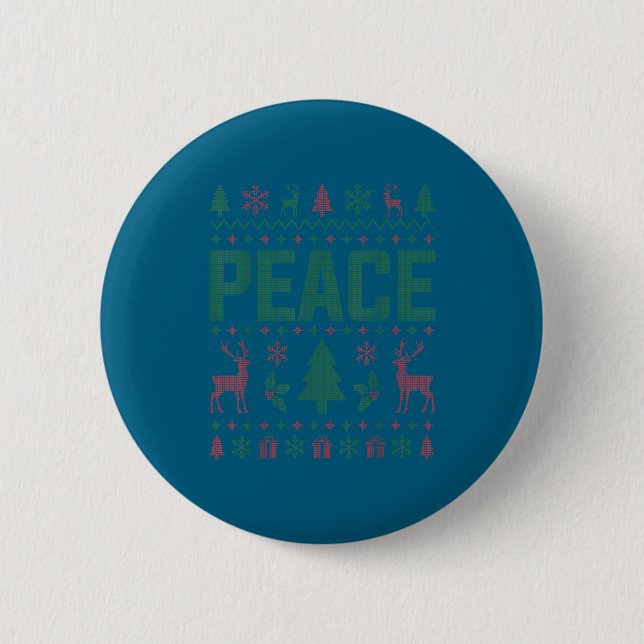 Peace I Come In Peace Couple Matching Ugly Christm Button (Vorderseite)