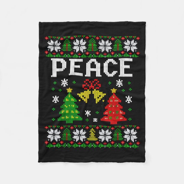 Peace I Come In Peace Couple Matching Ugly Christm Fleecedecke (Vorderseite)
