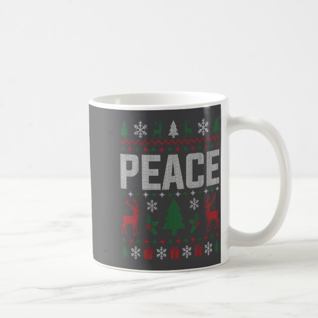 Peace I Come In Peace Couple Matching Ugly Christm Kaffeetasse (Rechts)
