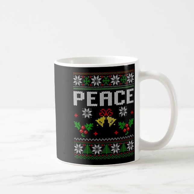 Peace I Come In Peace Couple Matching Ugly Christm Kaffeetasse (Rechts)