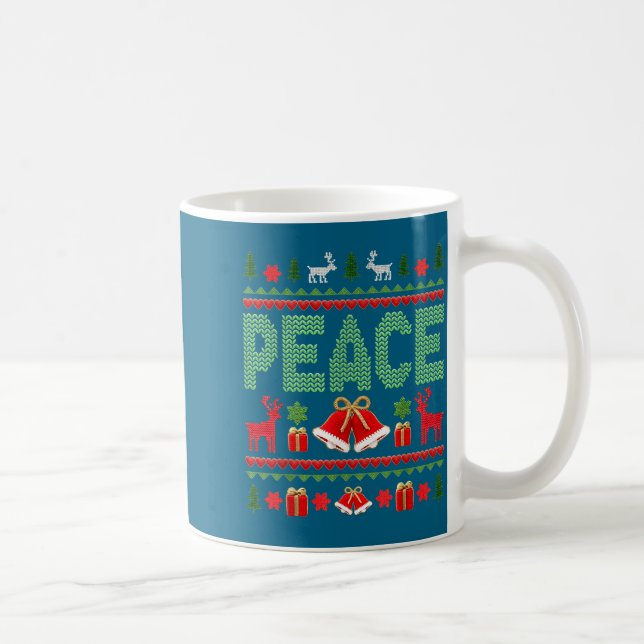 Peace I Come In Peace Couple Matching Ugly Christm Kaffeetasse (Rechts)