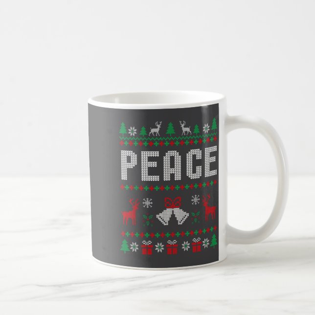 Peace I Come In Peace Couple Matching Ugly Christm Kaffeetasse (Rechts)