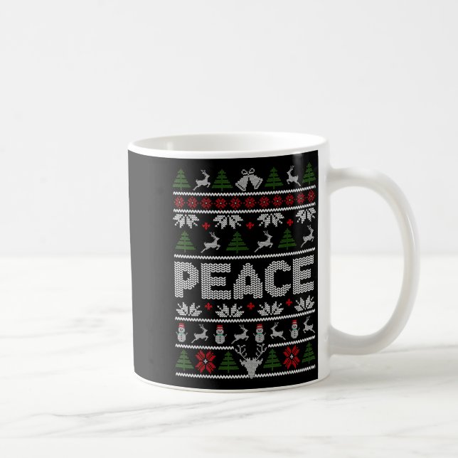 Peace I Come In Peace Couple Matching Ugly Christm Kaffeetasse (Rechts)