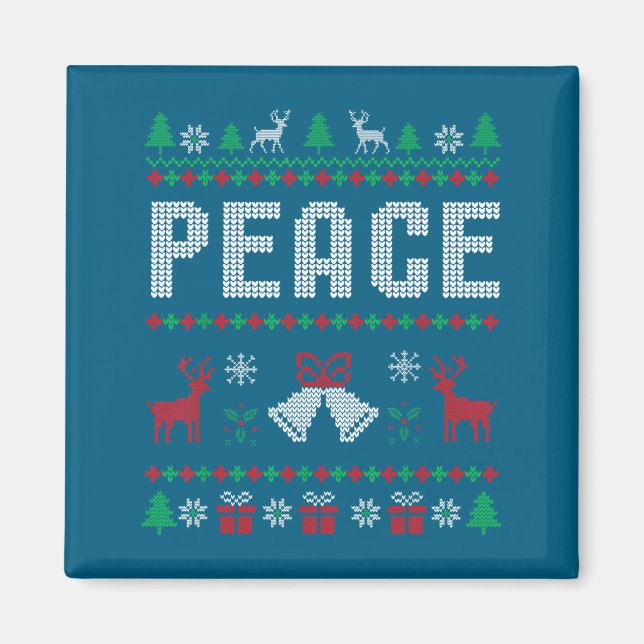 Peace I Come In Peace Couple Matching Ugly Christm Magnet (Vorne)