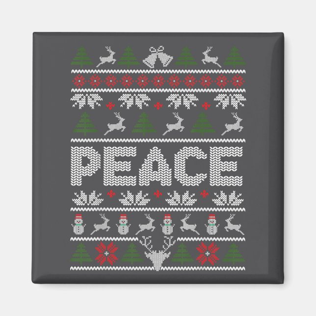Peace I Come In Peace Couple Matching Ugly Christm Magnet (Vorne)
