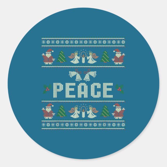 Peace I Come In Peace Couple Matching Ugly Christm Runder Aufkleber (Vorderseite)
