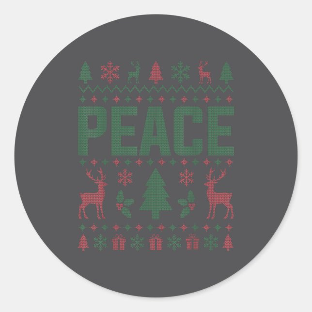 Peace I Come In Peace Couple Matching Ugly Christm Runder Aufkleber (Vorderseite)