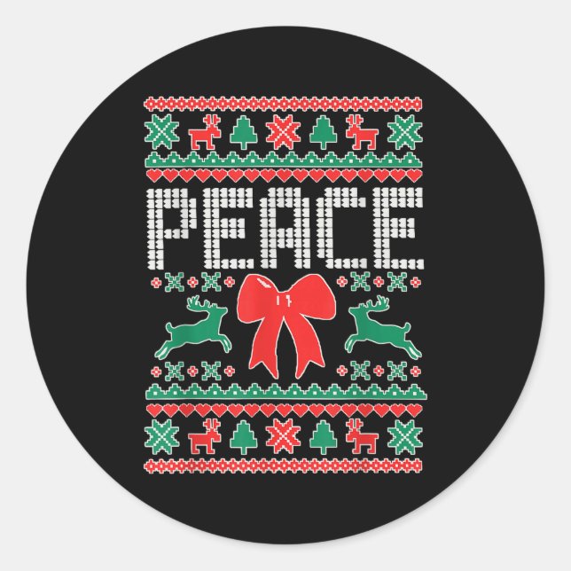 Peace I Come In Peace Couple Matching Ugly Christm Runder Aufkleber (Vorderseite)