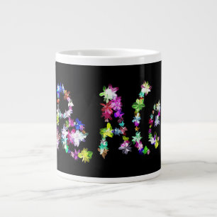"PEACE" in Blume Art Print Jumbo-Tasse
