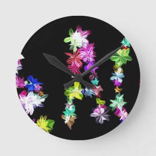 "PEACE" in Blume Art Print Runde Wanduhr