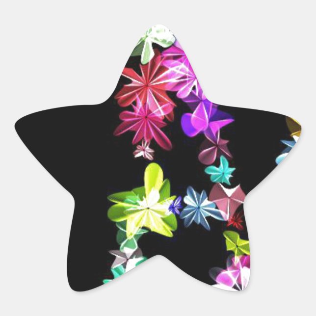 "PEACE" in Blume Art Print Stern-Aufkleber (Vorderseite)