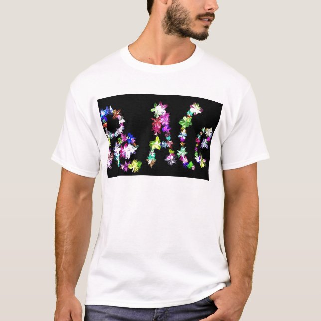 "PEACE" in Blume Art Print T-Shirt (Vorderseite)