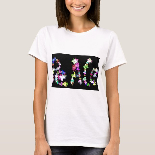 "PEACE" in Blume Art Print T-Shirt (Vorderseite)