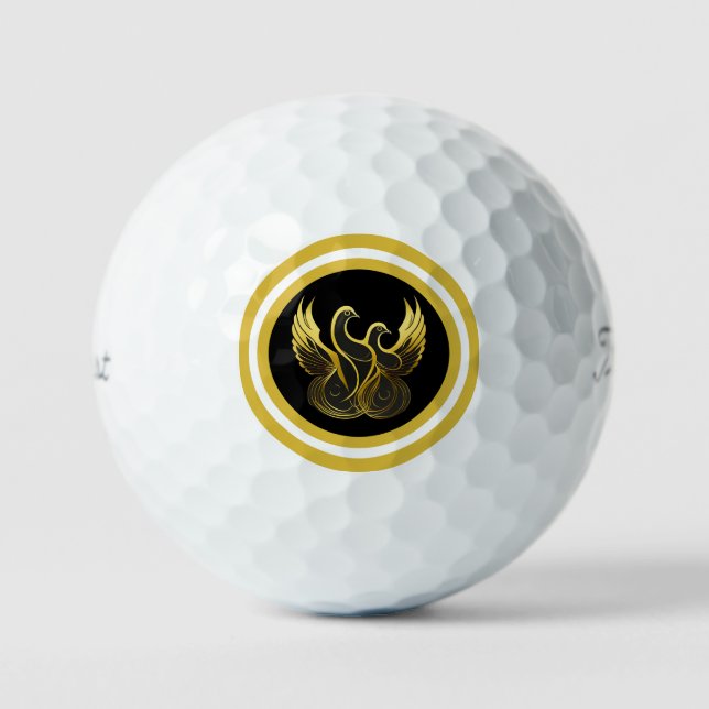 Peace in Flight Featuring Two Gold Doves Golfball (Vorderseite)