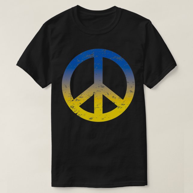Peace in Ukraine  Peace Symbol in Ukraine Flag Col T-Shirt (Design vorne)