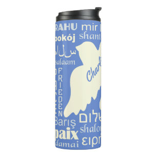 PEACE in vielen Sprachen individuelle Name tumbler Thermosbecher