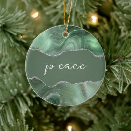 Peace Inspiration Word Sage Silver Agate Keramik Ornament
