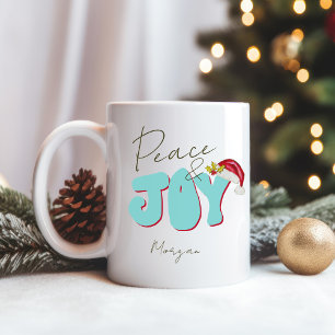 Peace JoChristmas Pink Red Festive Name Kaffeetasse
