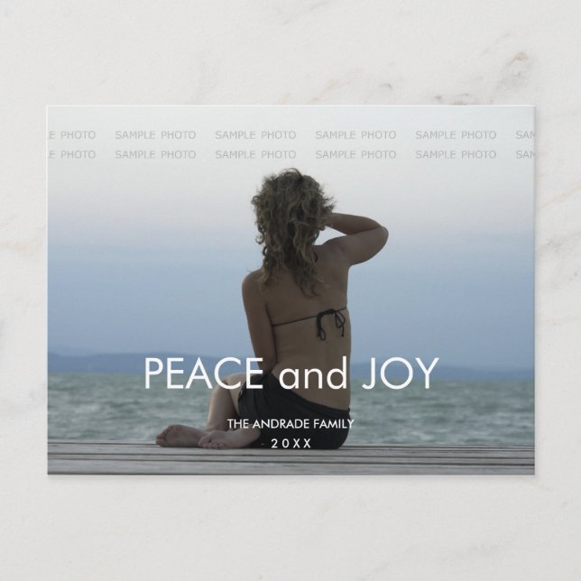 Peace Joliday Foto Einfache Weihnachtsgrüße Feiertagspostkarte (Vorderseite)
